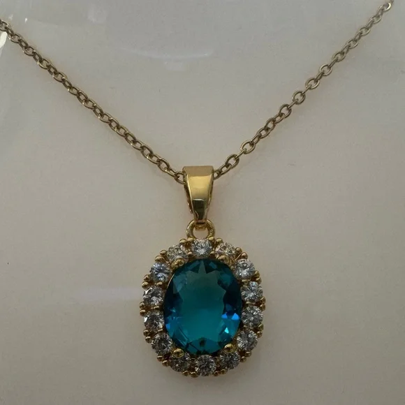 Ocean Blue Crystal Pendant Made with Authentic Swarovski Crystals - Picture 1 of 8